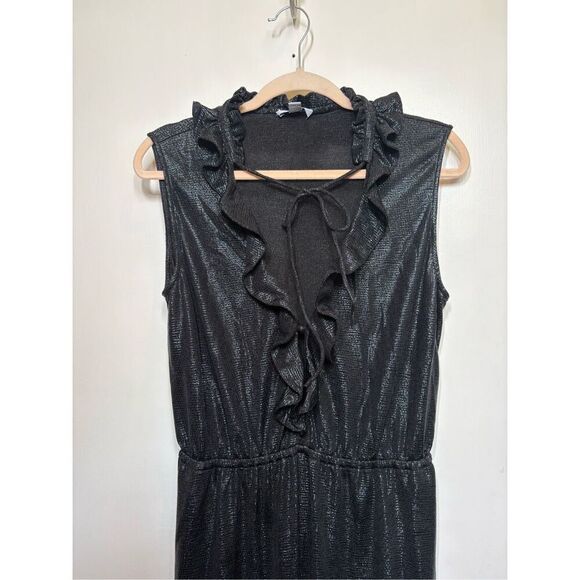 ZAC zac Posen black jumpsuit metallic black wide leg size 10 - Picture 8 of 16